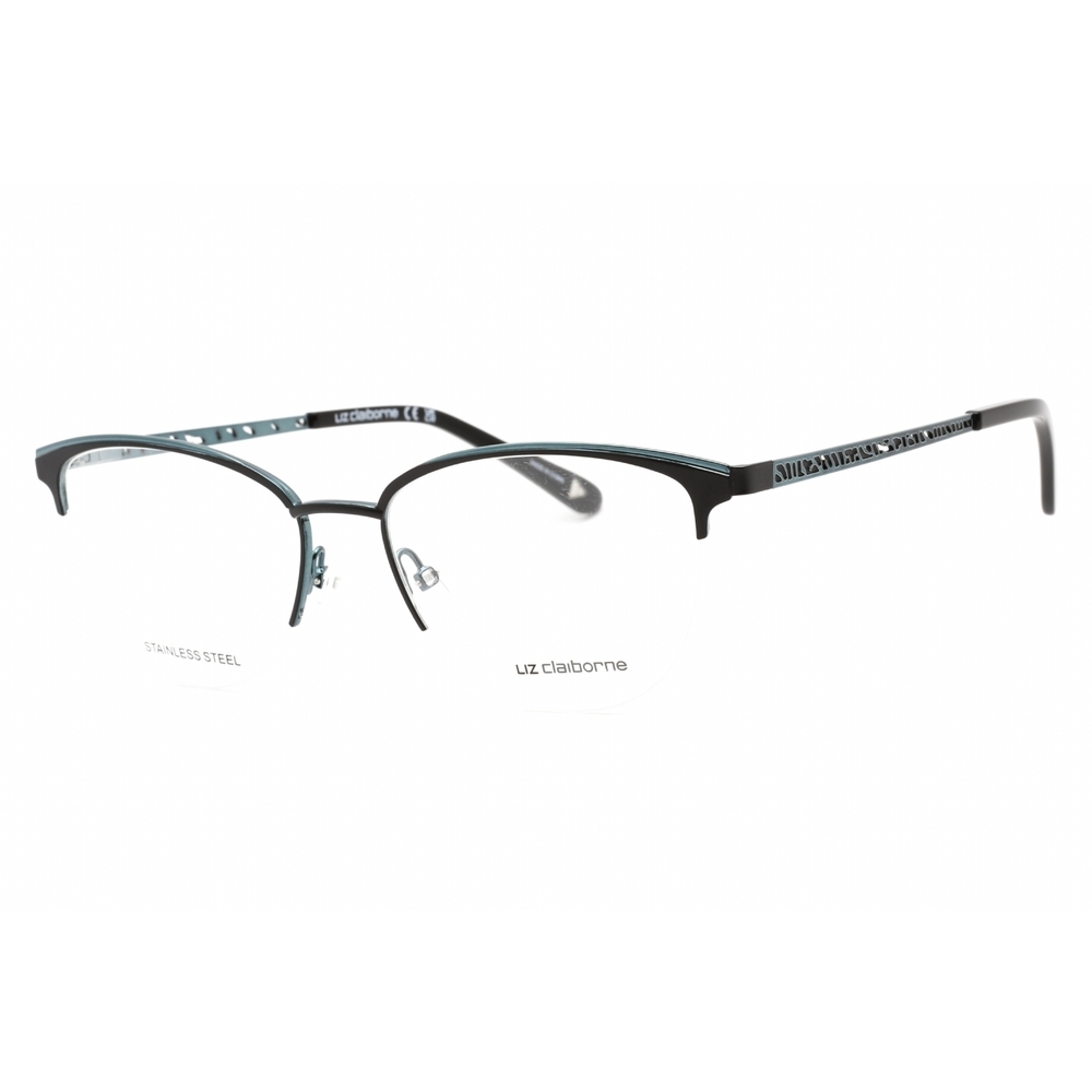 NWT Liz Claiborne L 673 Black Teal Cat Eye 53mm Eyeglasses